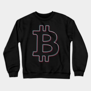 Bitcoin blue pink glitch modern typography art gift Crewneck Sweatshirt